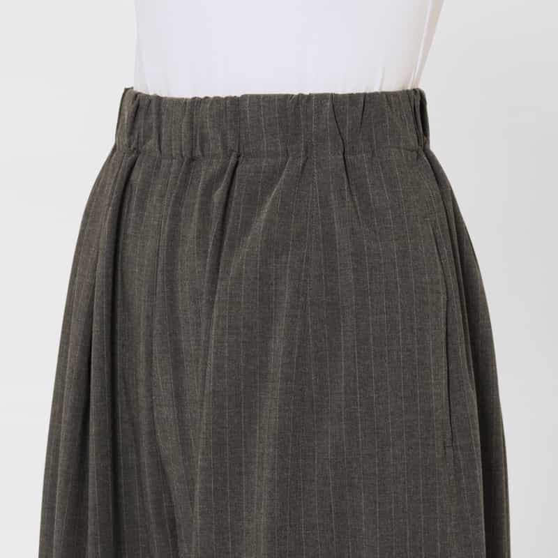 BARNEYS NEW YORK ウォッシャブル ピンストライプ柄ドローストリング付きワイドパンツ GRAY