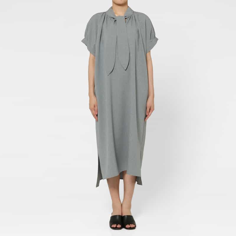 BARNEYS NEW YORK ウォッシャブル ボウタイ付きドレス GRAY