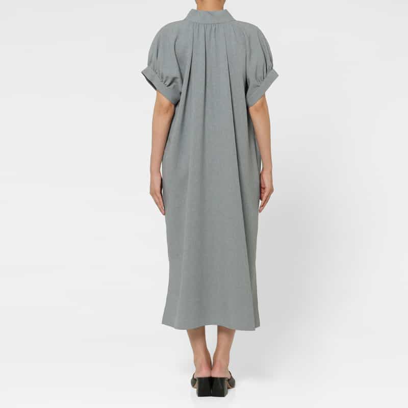 BARNEYS NEW YORK ウォッシャブル ボウタイ付きドレス GRAY
