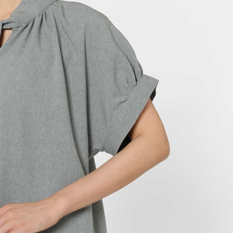 BARNEYS NEW YORK ウォッシャブル ボウタイ付きドレス GRAY