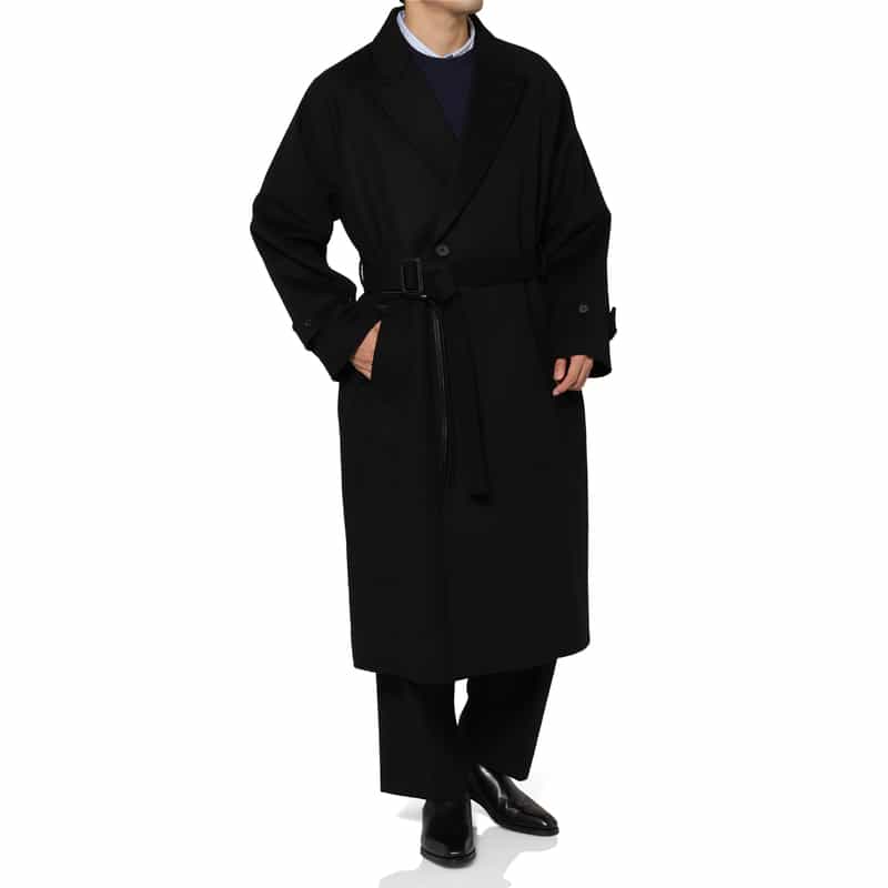 SSSTEIN SSSTEIN＜シュタイン＞ ウールカシミヤ素材ピークドラペルオーバーコート BLACK