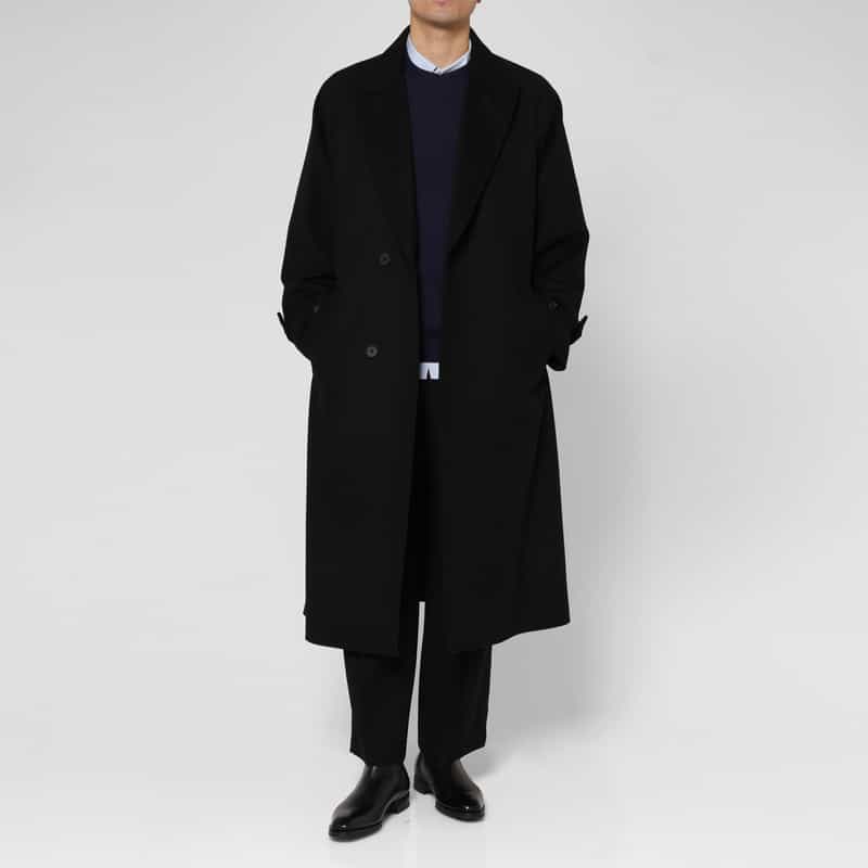 SSSTEIN SSSTEIN＜シュタイン＞ ウールカシミヤ素材ピークドラペルオーバーコート BLACK