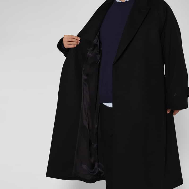 SSSTEIN SSSTEIN＜シュタイン＞ ウールカシミヤ素材ピークドラペルオーバーコート BLACK