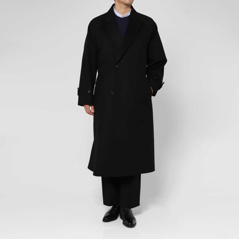 SSSTEIN SSSTEIN＜シュタイン＞ ウールカシミヤ素材ピークドラペルオーバーコート BLACK