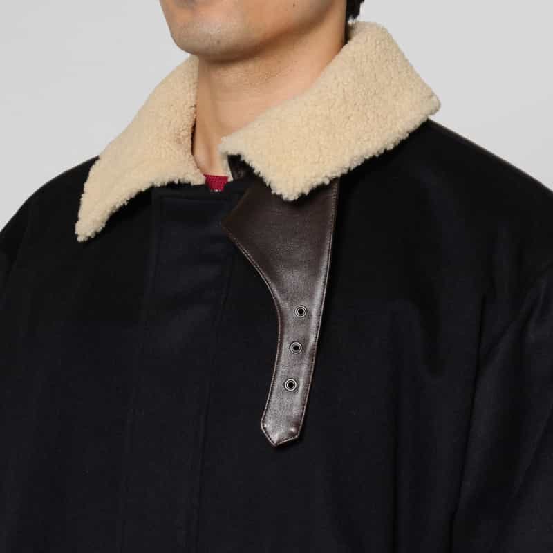 SSSTEIN SSSTEIN＜シュタイン＞ ムートンカラーパデッドブルゾン NAVY