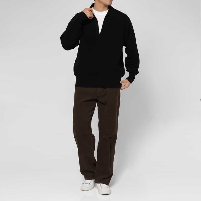 SSSTEIN SSSTEIN＜シュタイン＞ スキッパーカラーニットプルオーバー BLACK