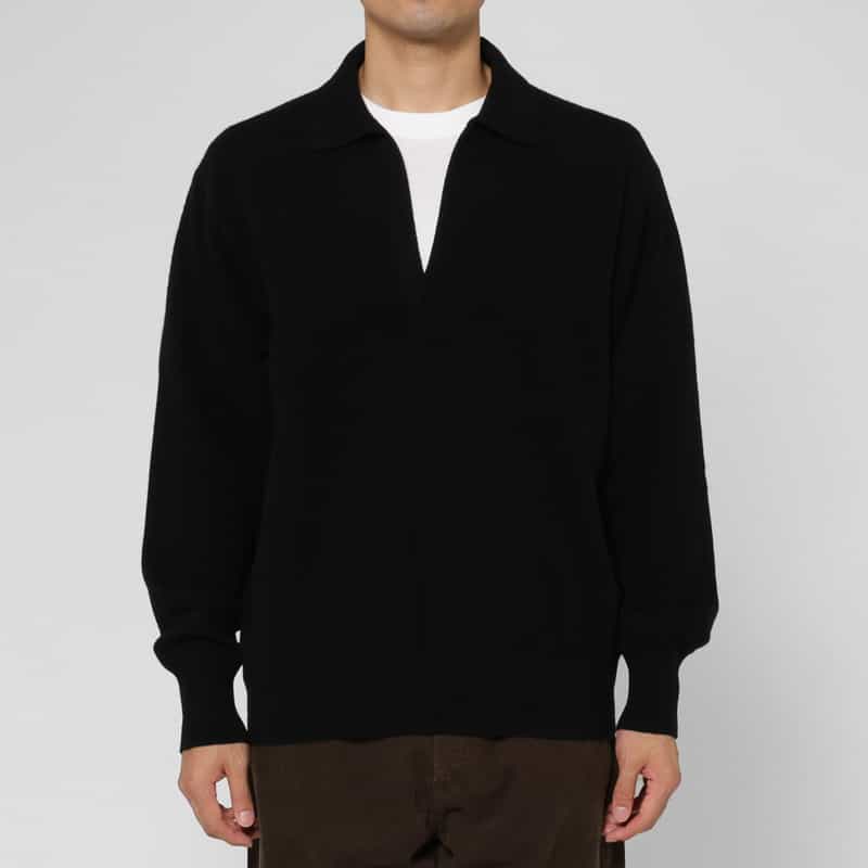 SSSTEIN SSSTEIN＜シュタイン＞ スキッパーカラーニットプルオーバー BLACK