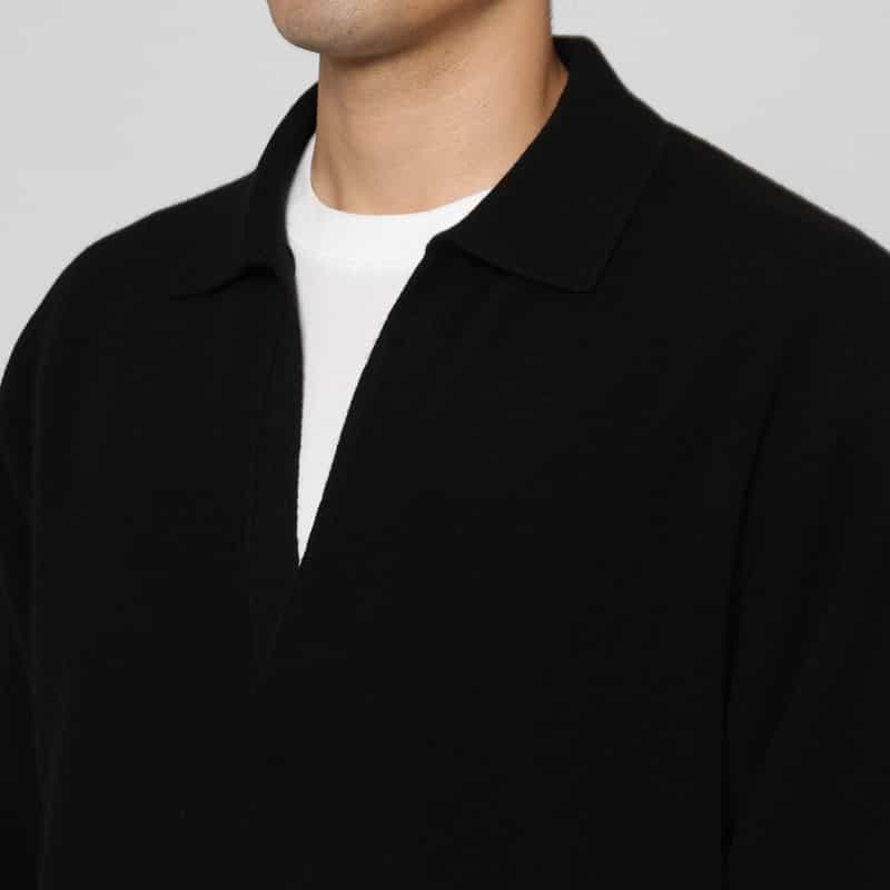SSSTEIN SSSTEIN＜シュタイン＞ スキッパーカラーニットプルオーバー BLACK
