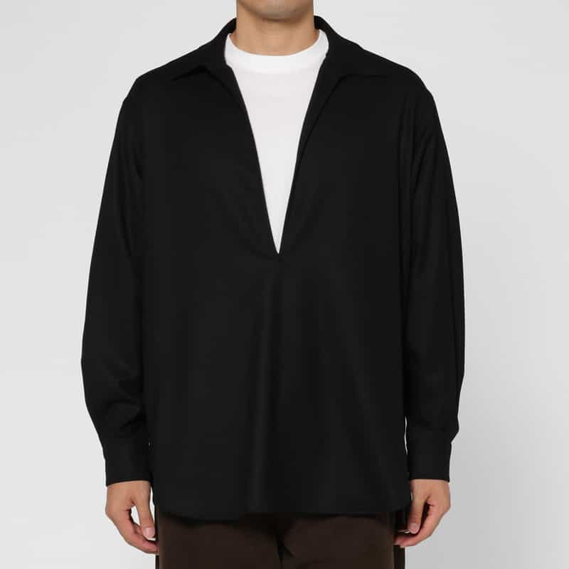 SSSTEIN SSSTEIN＜シュタイン＞ ウールフランネル素材スキッパーシャツ BLACK