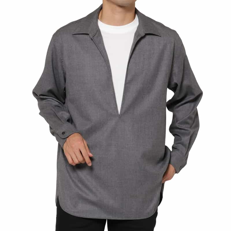 SSSTEIN SSSTEIN＜シュタイン＞ ウールフランネル素材スキッパーシャツ GRAY
