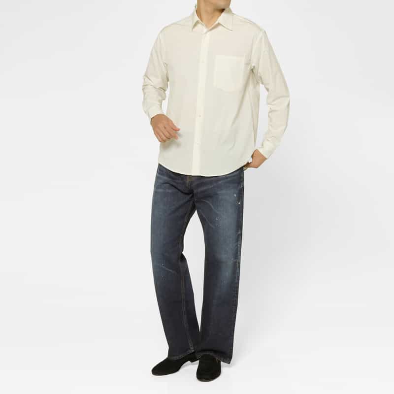 BARNEYS NEW YORK ストレッチ素材カジュアルシャツ WHITE