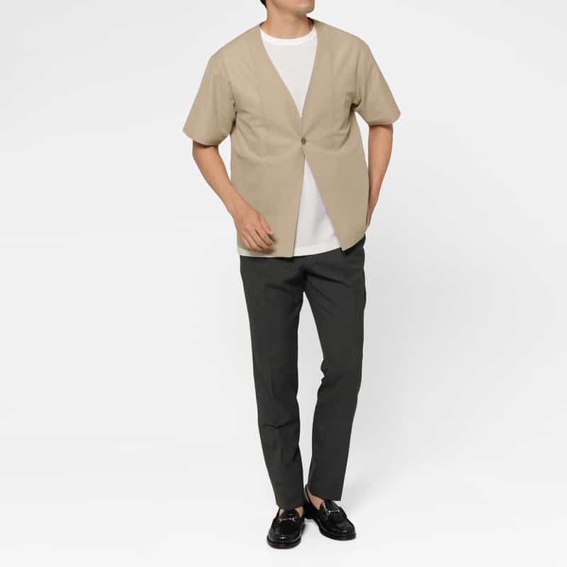BARNEYS NEW YORK ジャージー素材ショートスリーブカーディガン BEIGE