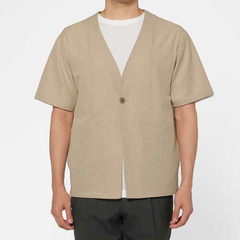 BARNEYS NEW YORK ジャージー素材ショートスリーブカーディガン BEIGE