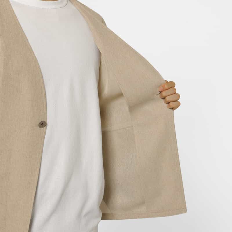 BARNEYS NEW YORK ジャージー素材ショートスリーブカーディガン BEIGE