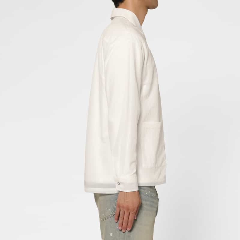 BARNEYS NEW YORK フラフリップ素材ナイロンシャツ WHITE