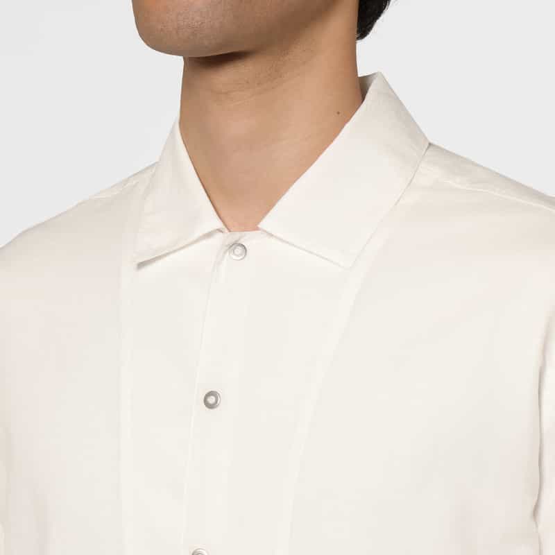 BARNEYS NEW YORK フラフリップ素材ナイロンシャツ WHITE