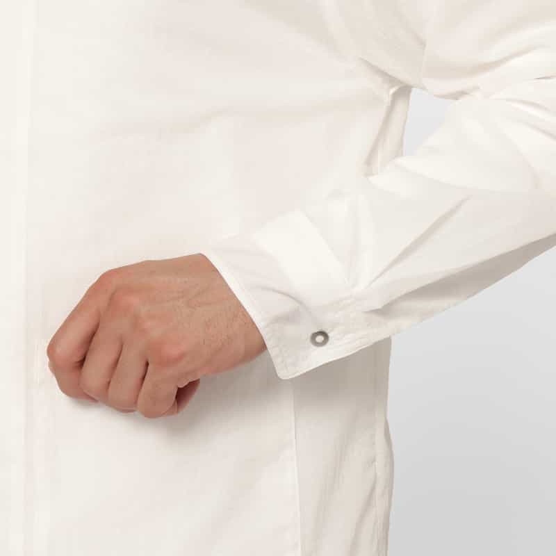 BARNEYS NEW YORK フラフリップ素材ナイロンシャツ WHITE