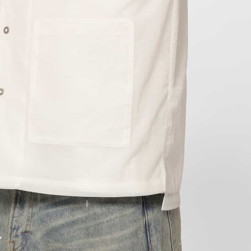 BARNEYS NEW YORK フラフリップ素材ナイロンシャツ WHITE