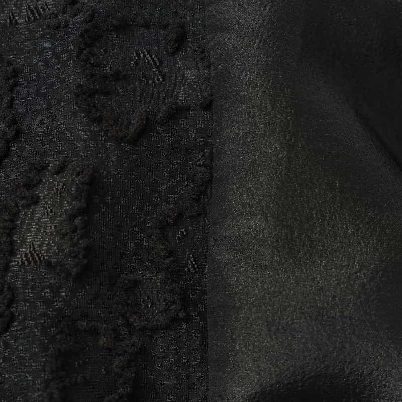 BARNEYS NEW YORK 異素材コンビネーション オーガンジーフロントジップアップブルゾン BLACK