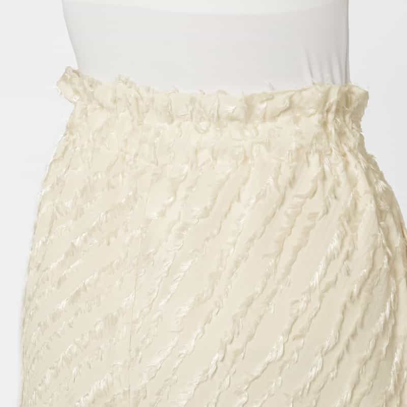 BARNEYS NEW YORK カットジャカード素材 ドローストリング付きワイドパンツ OFF WHITE