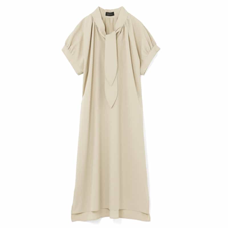 BARNEYS NEW YORK ウォッシャブル 接触冷感素材ボウタイドレス BEIGE