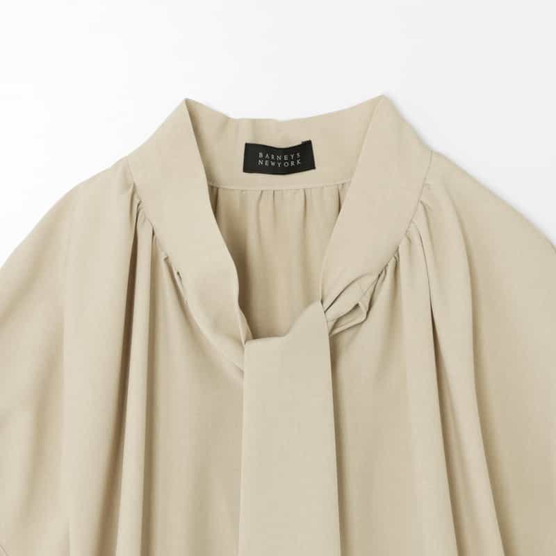 BARNEYS NEW YORK ウォッシャブル 接触冷感素材ボウタイドレス BEIGE