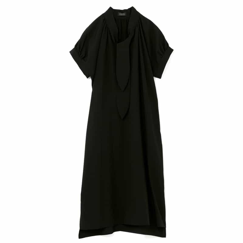 BARNEYS NEW YORK ウォッシャブル 接触冷感素材ボウタイドレス BLACK