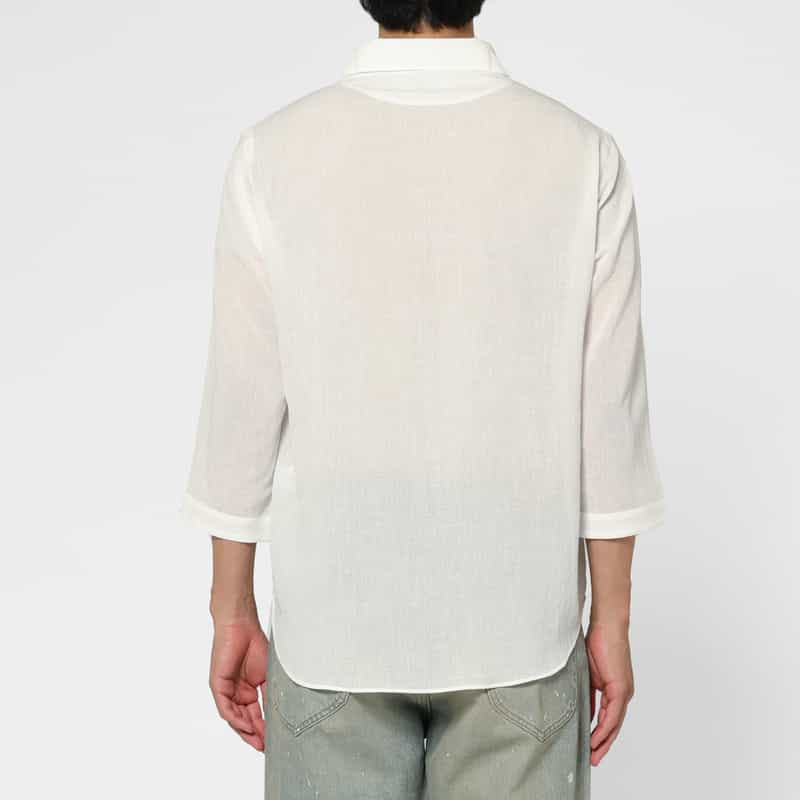 BARNEYS NEW YORK ファージュ素材カプリシャツ WHITE