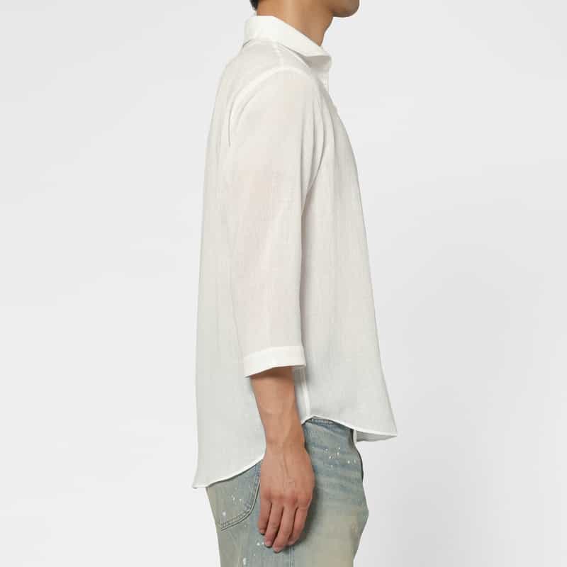 BARNEYS NEW YORK ファージュ素材カプリシャツ WHITE