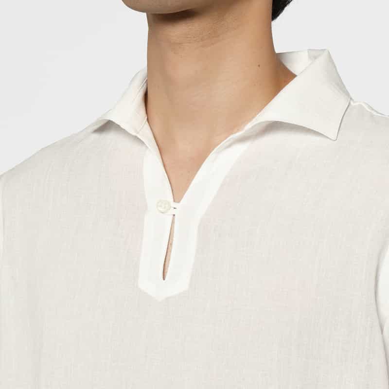 BARNEYS NEW YORK ファージュ素材カプリシャツ WHITE