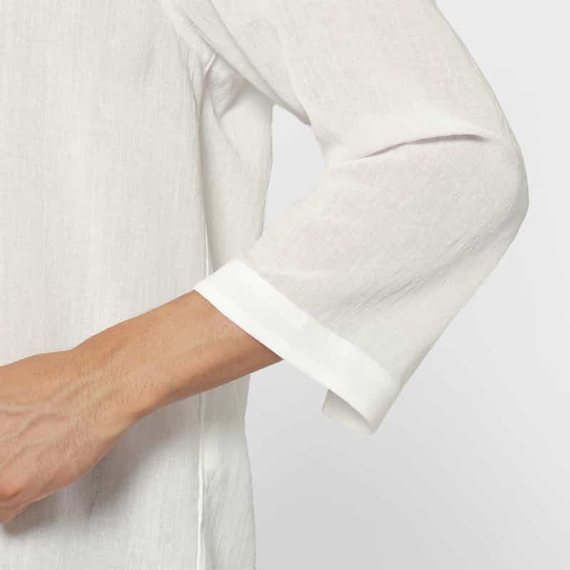 BARNEYS NEW YORK ファージュ素材カプリシャツ WHITE