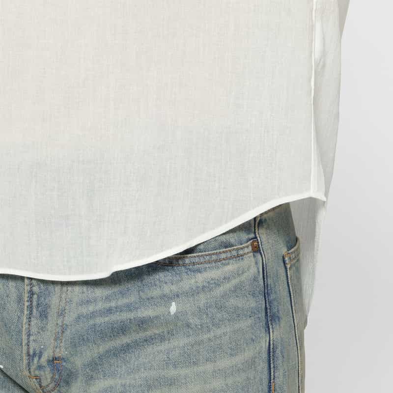 BARNEYS NEW YORK ファージュ素材カプリシャツ WHITE