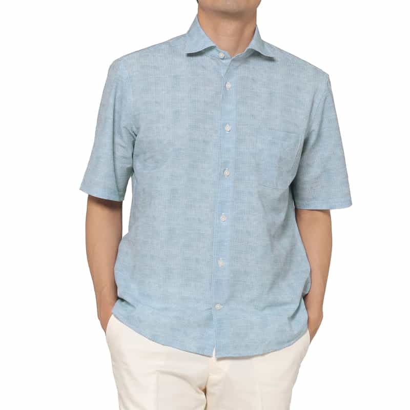 BARNEYS NEW YORK ショートスリーブプリントシャツ BLUE