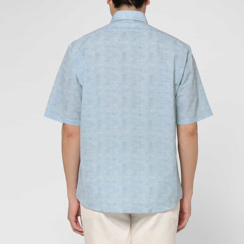 BARNEYS NEW YORK ショートスリーブプリントシャツ BLUE