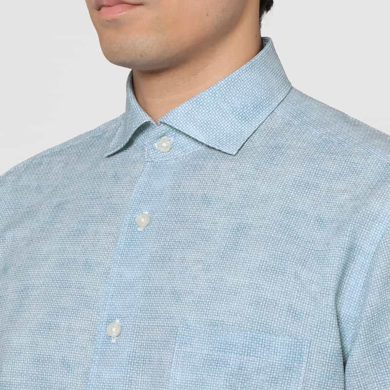 BARNEYS NEW YORK ショートスリーブプリントシャツ BLUE