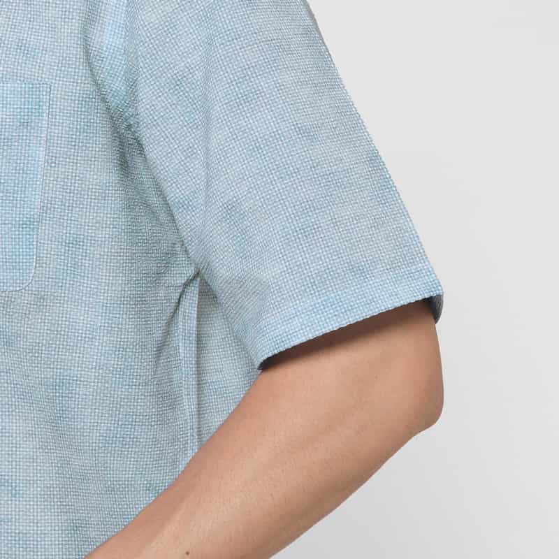 BARNEYS NEW YORK ショートスリーブプリントシャツ BLUE