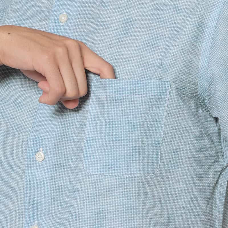 BARNEYS NEW YORK ショートスリーブプリントシャツ BLUE