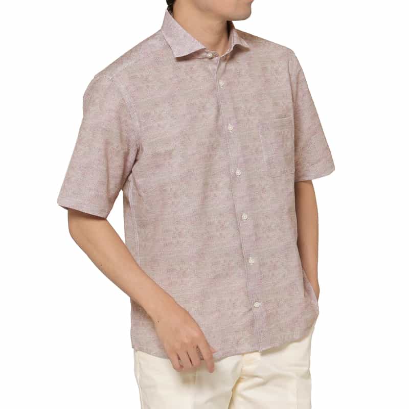 BARNEYS NEW YORK ショートスリーブプリントシャツ PURPLE