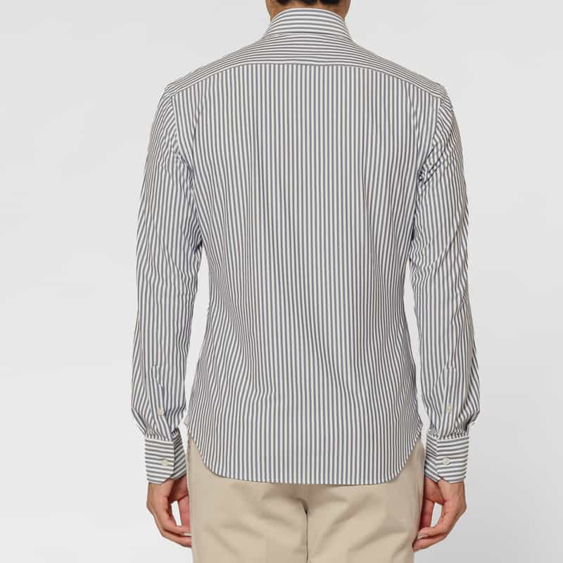 XACUS XACUS＜ザッカス＞ ストライプ柄ストレッチシャツ GRAY