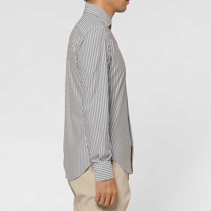 XACUS XACUS＜ザッカス＞ ストライプ柄ストレッチシャツ GRAY