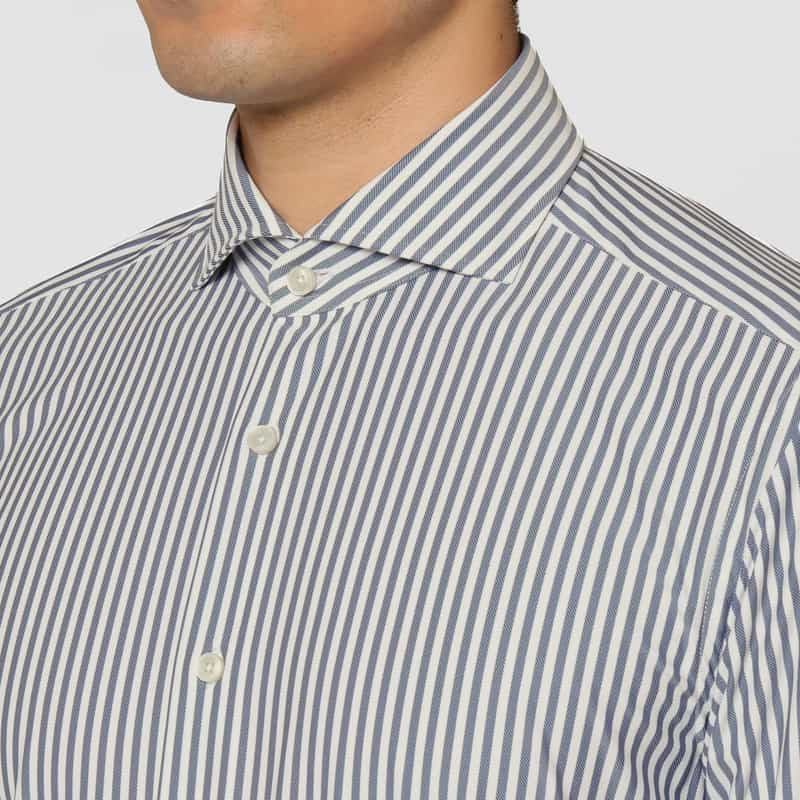 XACUS XACUS＜ザッカス＞ ストライプ柄ストレッチシャツ GRAY