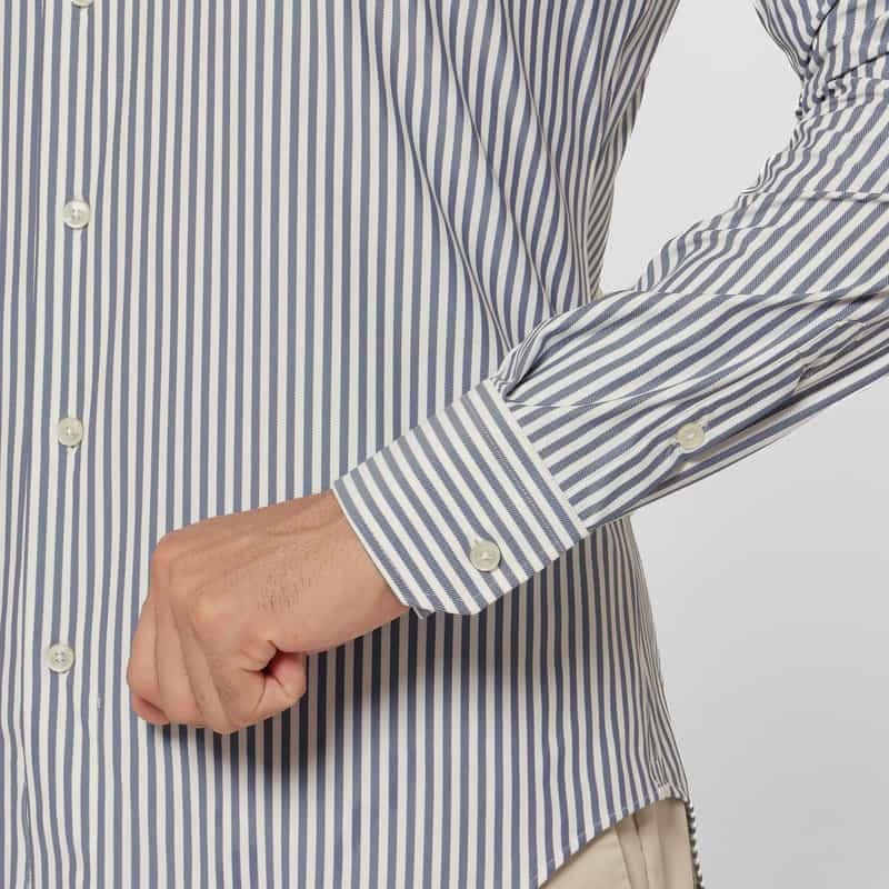 XACUS XACUS＜ザッカス＞ ストライプ柄ストレッチシャツ GRAY