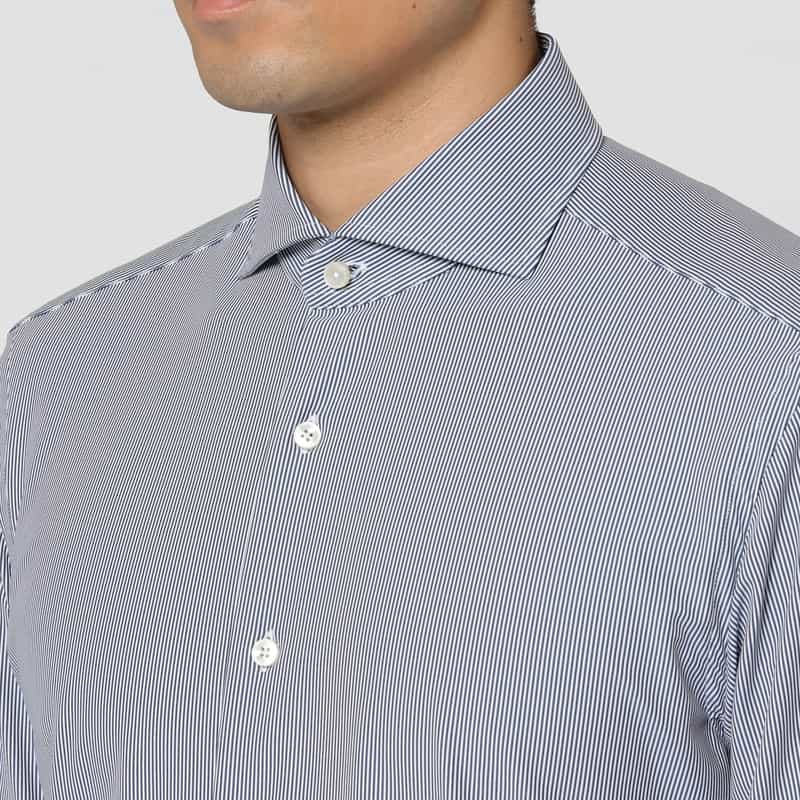 XACUS XACUS＜ザッカス＞ ピンストライプ柄ストレッチシャツ BLUE
