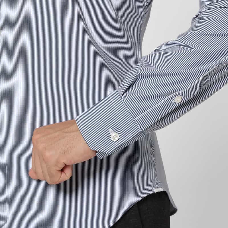 XACUS XACUS＜ザッカス＞ ピンストライプ柄ストレッチシャツ BLUE