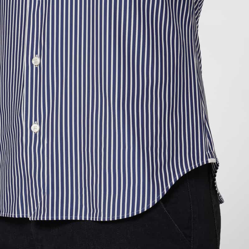 XACUS XACUS＜ザッカス＞ ストライプ柄ストレッチシャツ NAVY