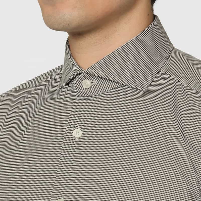 XACUS XACUS＜ザッカス＞ 千鳥柄ストレッチシャツ BLACK