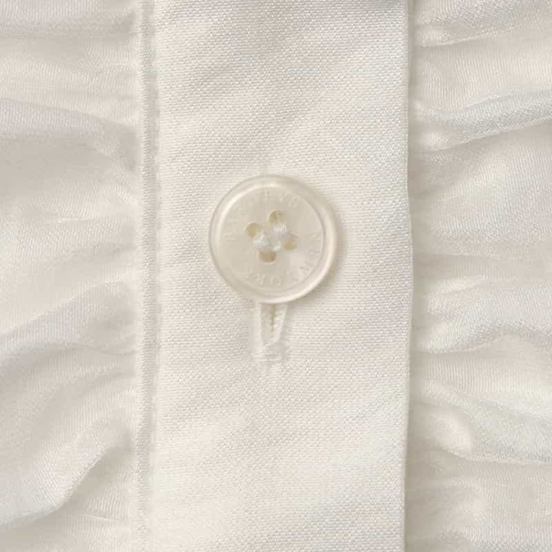 BARNEYS NEW YORK ウォッシャブル ラッフルデザインバンドカラーブラウス WHITE