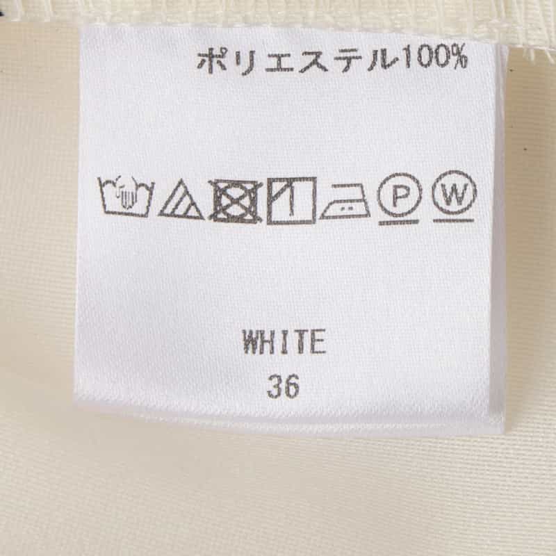BARNEYS NEW YORK ウォッシャブル ドット柄ラッフルデザインバンドカラーブラウス WHITE