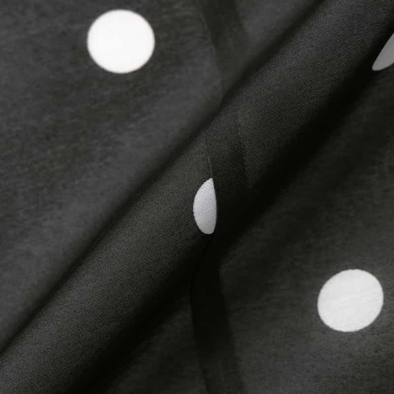 BARNEYS NEW YORK ウォッシャブル ドット柄ラッフルデザインバンドカラーブラウス BLACK