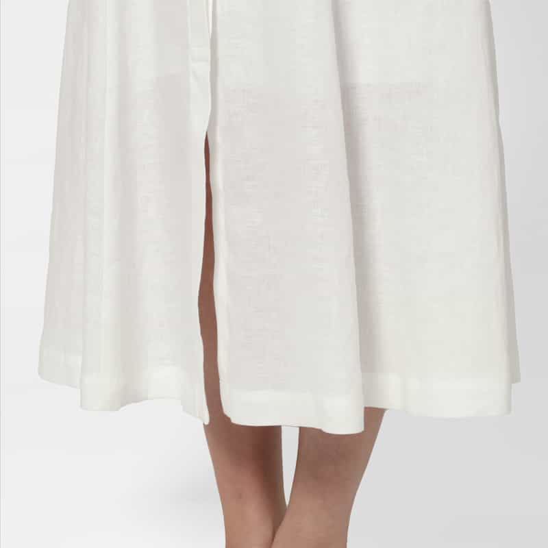 BARNEYS NEW YORK ウォッシャブル ソフトリネン素材サファリロングドレス（インナードレス付き） WHITE